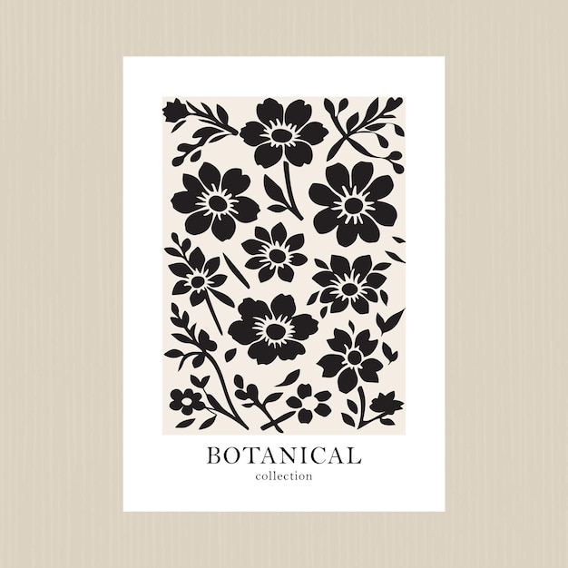 Collezione botanica Ritagli Fiori Forme Arte stampabile