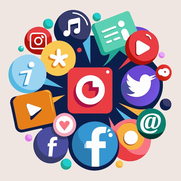 Collezione completa di icone di social media Illustrazione vettoriale