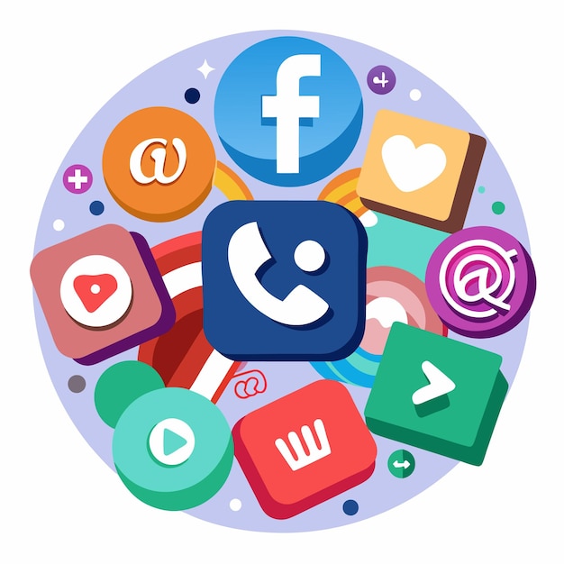 Collezione completa di icone di social media Illustrazione vettoriale