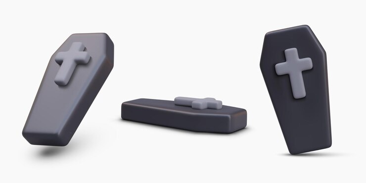 Vettore collezione con bara con croce in diverse posizioni concetto di legno vecchia tomba a coperchio aperto