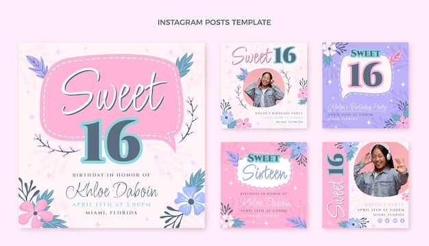 Collezione di 16 post instagram dolci piatti