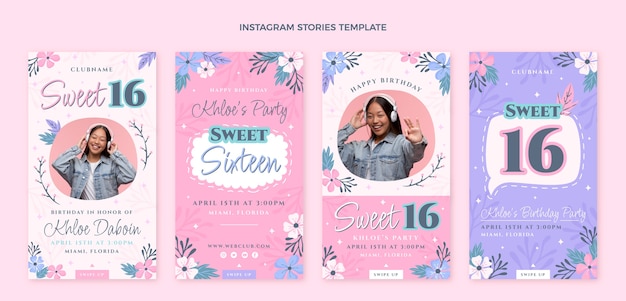 Collezione di 16 storie di instagram piatto dolce