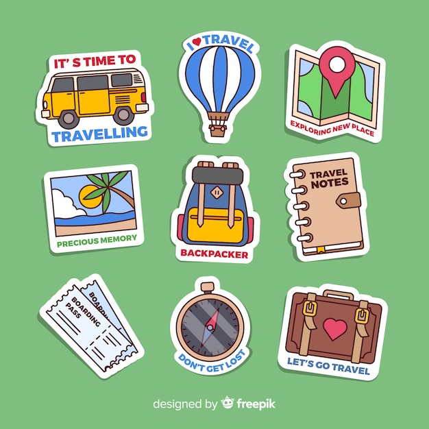 Collezione di adesivi da viaggio