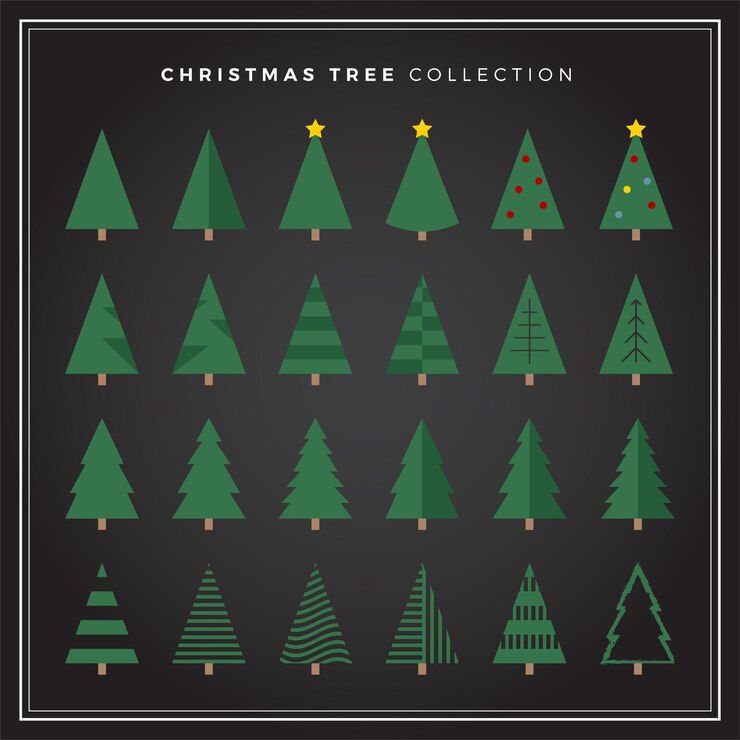 Collezione di alberi di Natale geometrici e minimalisti