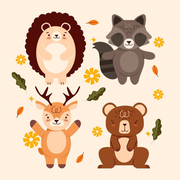 Collezione di animali autunnali