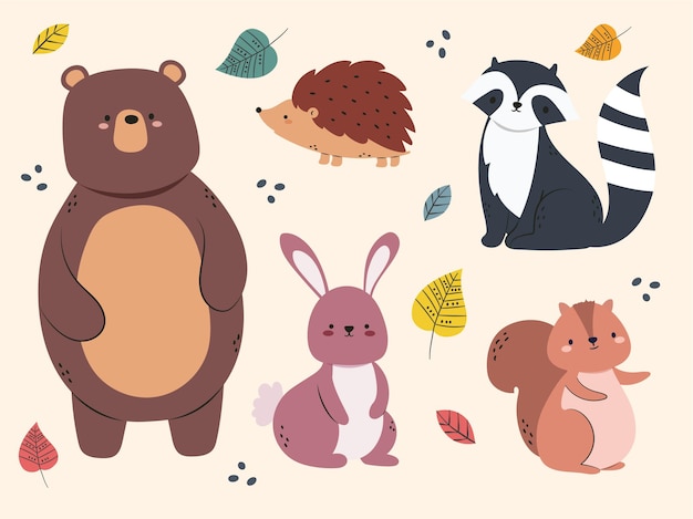 Collezione di animali autunnali
