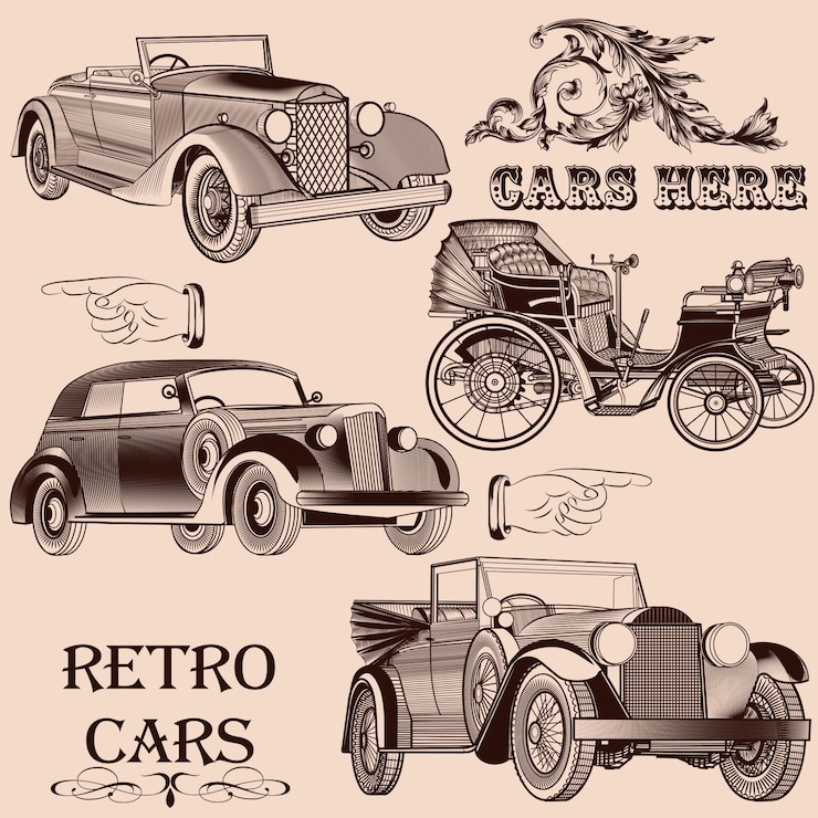 Vettore collezione di auto d&#39;epoca