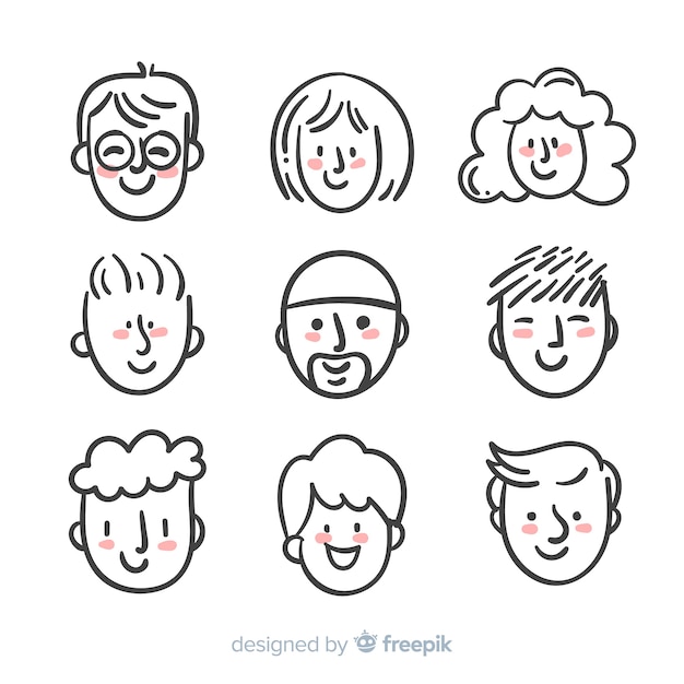 Collezione di avatar di persone disegnate a mano