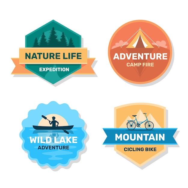 Collezione di badge avventura piatta