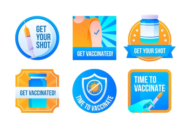 Collezione di badge campagna di vaccinazione gradiente