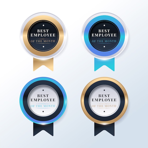 Collezione di badge con gradiente aziendale del dipendente del mese