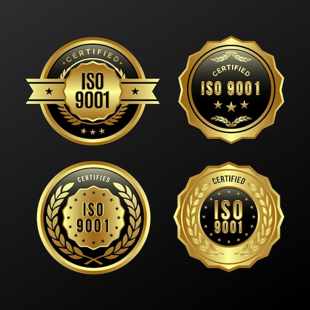 Collezione di badge di certificazione ISO