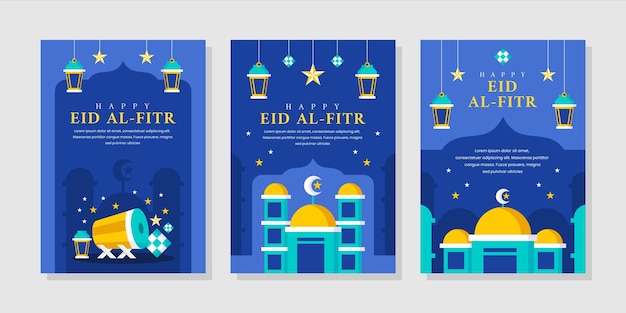 Collezione di biglietti di auguri per la celebrazione islamica dell'Eid al fitr