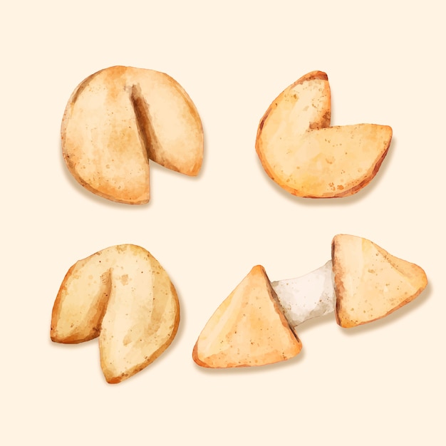 Collezione di biscotti della fortuna ad acquerello