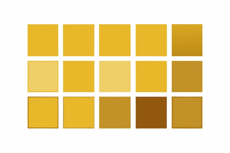 Vettore collezione di campioni di palette d'oro quadrata isolati su sfondo bianco