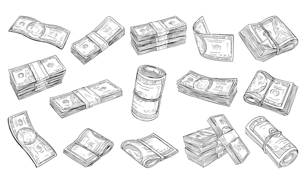 Collezione di carta moneta disegnata a mano