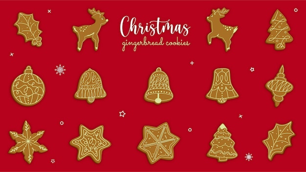 Collezione di concetto di biscotti di panpepato di Natale