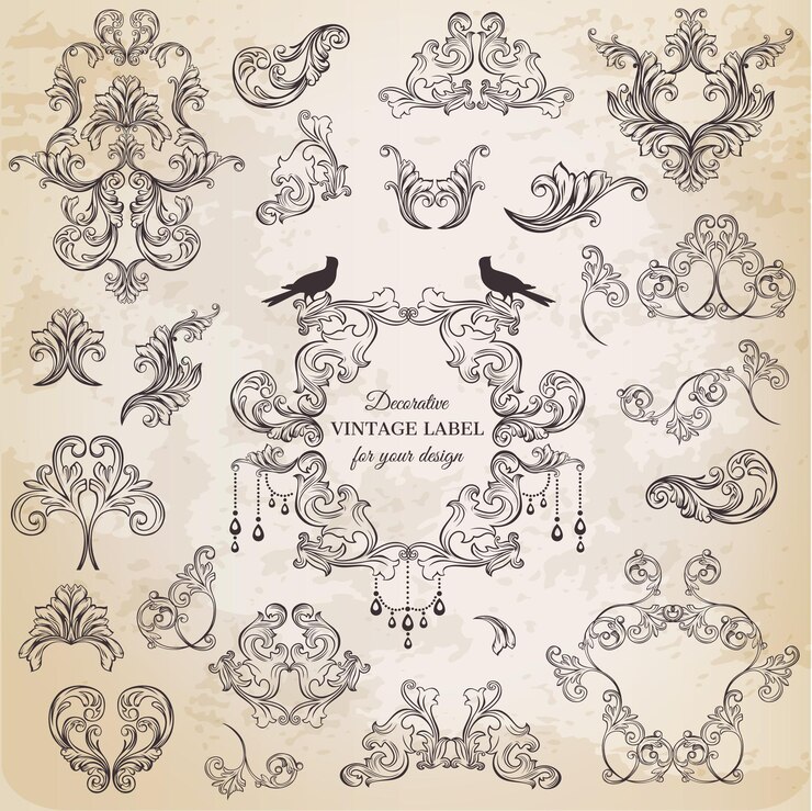 Vettore collezione di cornici vintage ornamentali con fiori