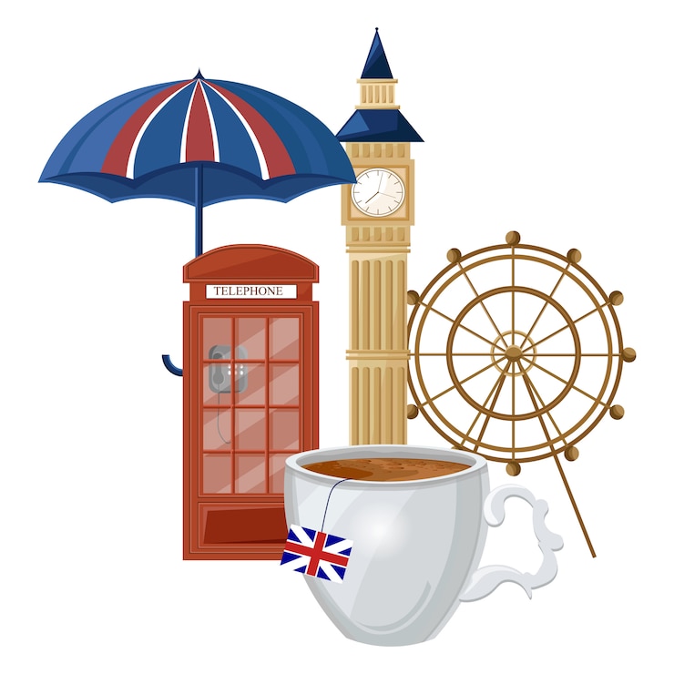 Vettore collezione di design per il tè inglese