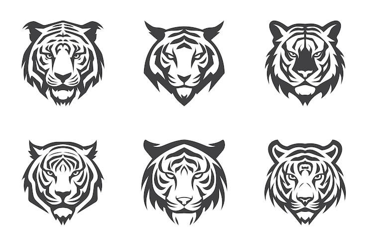 Vettore collezione di design per l'illustrazione del logo vettoriale della testa della tigre