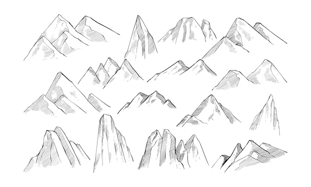 Collezione di disegni a mano di Rocky Mountain.
