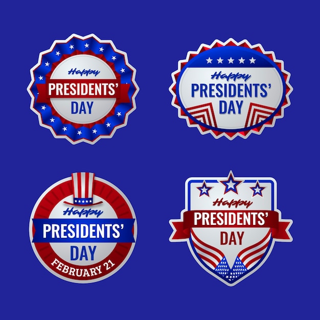 Collezione di distintivi per il giorno dei presidenti sfumati