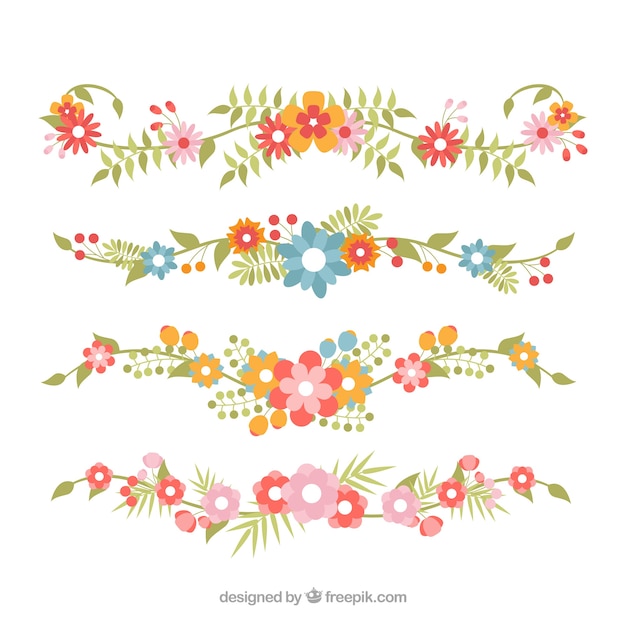 Collezione di divisori con ornamenti floreali