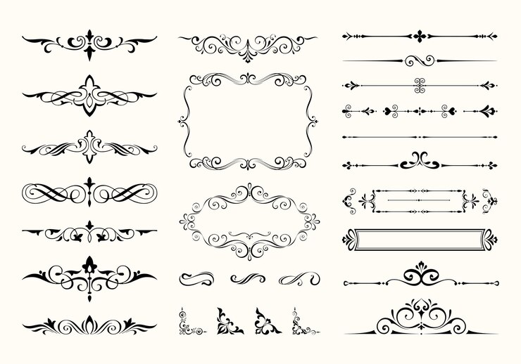 Vettore collezione di divisori decorativi di oggetti di calligrafia vettoriale