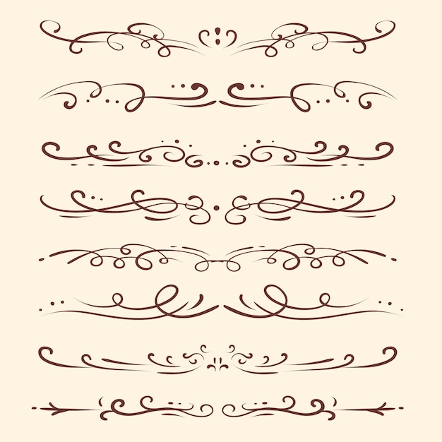 Collezione di divisori disegnati a mano
