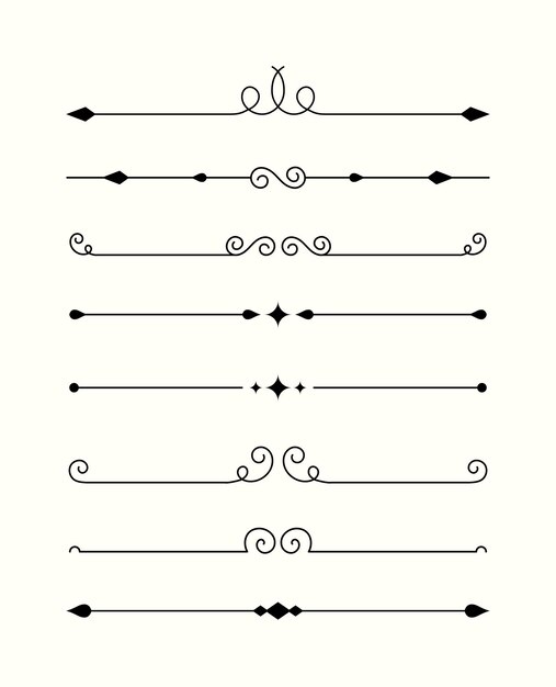 Collezione di divisori ornamentali calligrafici