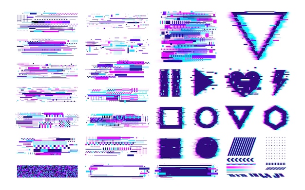 Collezione di effetti di glitch in stile realistico