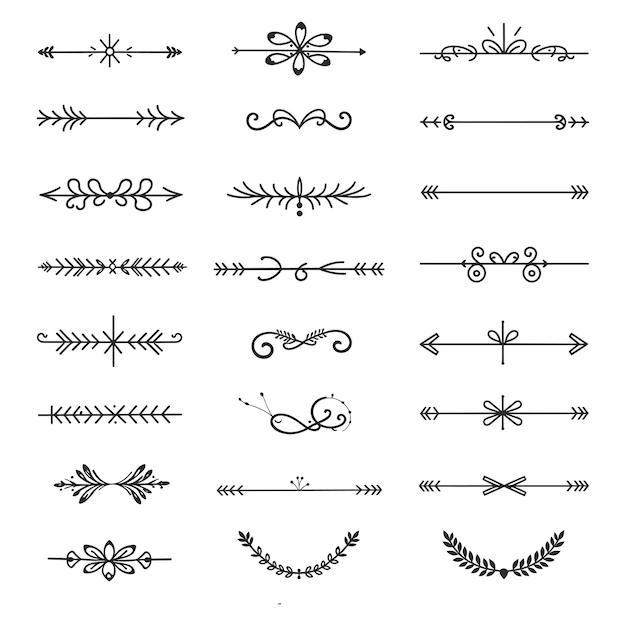 Collezione di eleganti divisori di testo decorativi