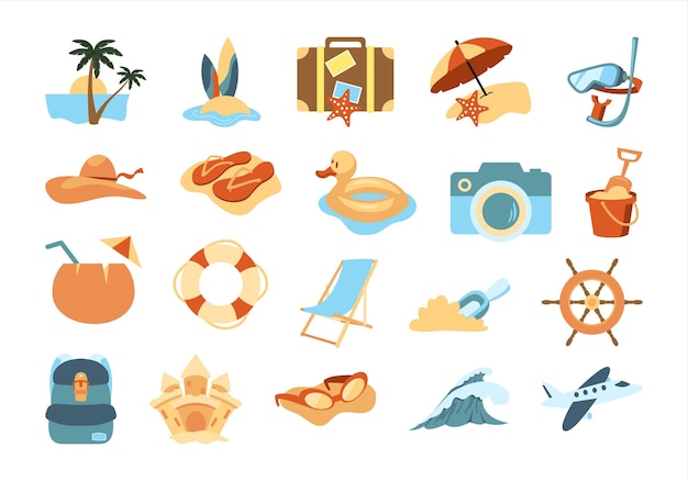 Collezione di elementari di illustrazione di vacanze carine
