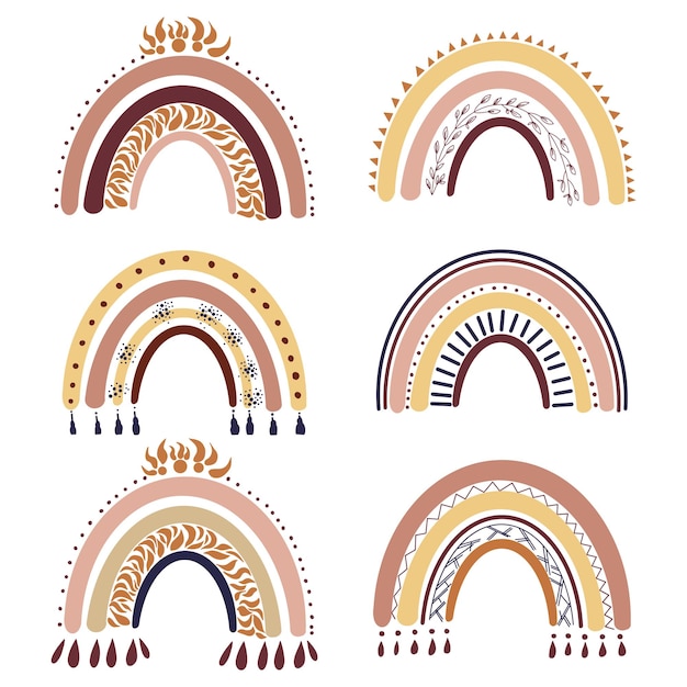 Collezione di elementi Boho Rainbow Rainbow Clip Art Boho