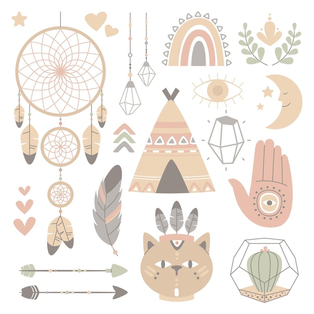 Collezione di elementi boho