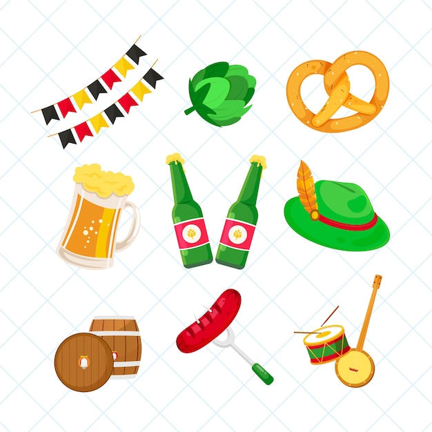 Collezione di elementi di design per la celebrazione della festa della birra Oktoberfest