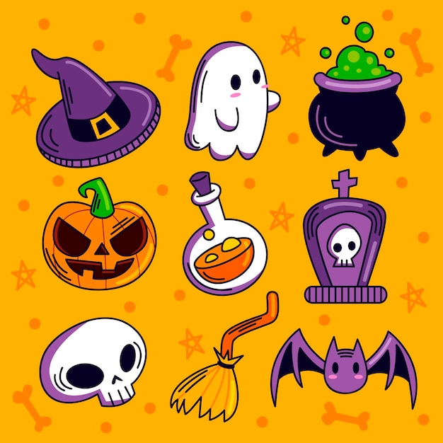 Collezione di elementi di halloween disegnati a mano