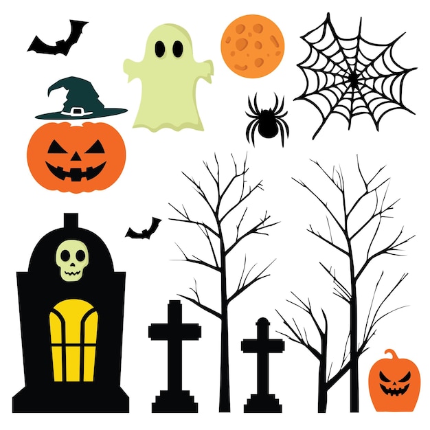 Collezione di elementi di HalloweenIllustrazione vettoriale