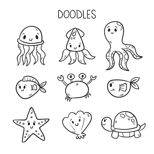 collezione di elementi estivi disegnati a mano