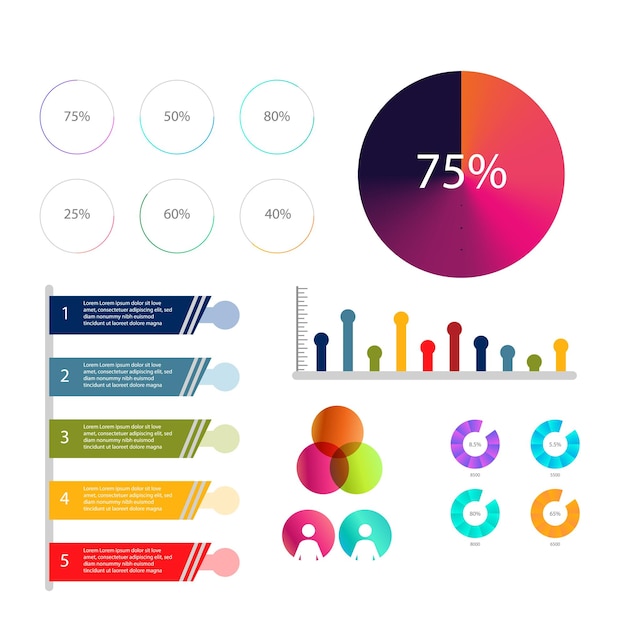 Collezione di elementi infografici gradienti