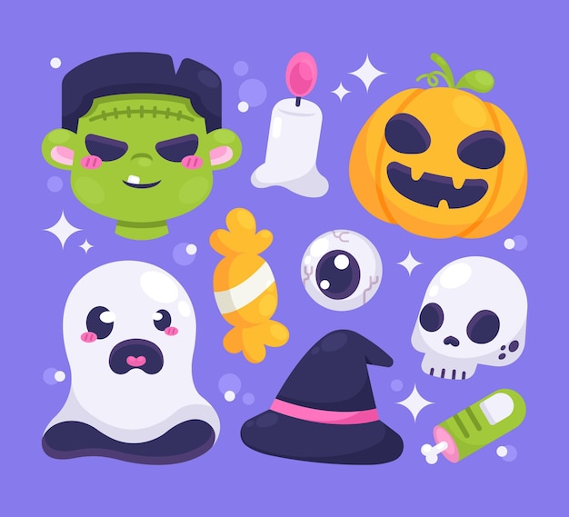 Collezione di elementi piatti di halloween