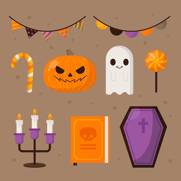 Collezione di elementi piatti di halloween