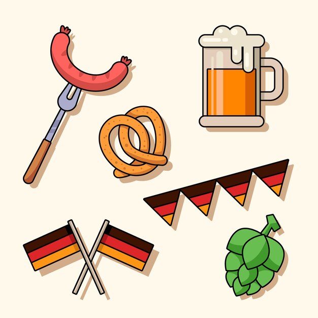 Collezione di elementi piatti per il festival dell'oktoberfest