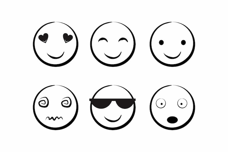 Vettore collezione di emoticon emozioni umane essenziali