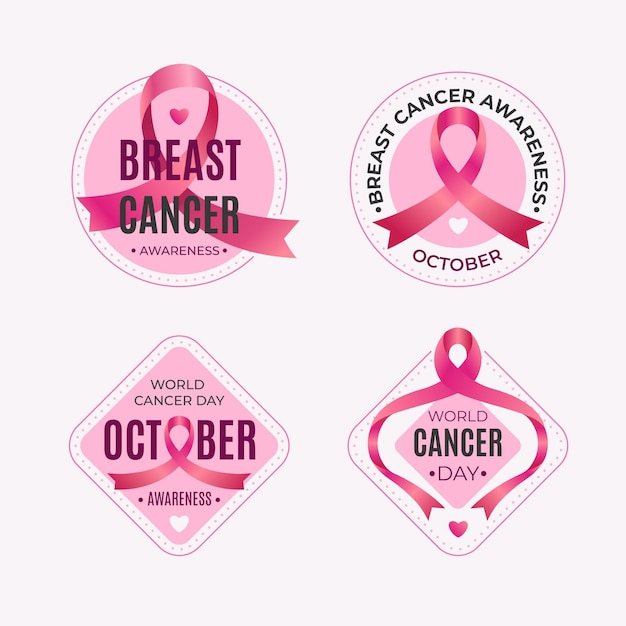 Collezione di etichette del mese di consapevolezza del cancro al seno