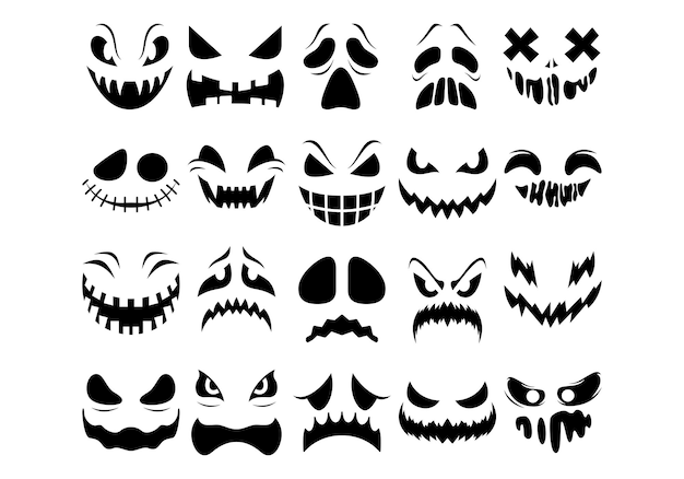 Collezione di facce spaventose di fantasmi