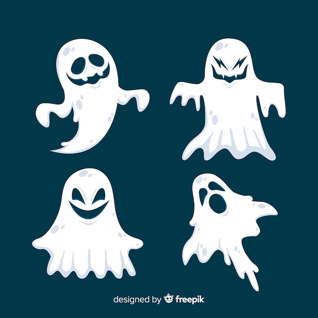 Collezione di fantasmi di halloween in design piatto