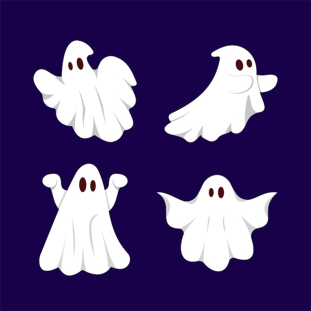 Collezione di fantasmi di halloween piatta