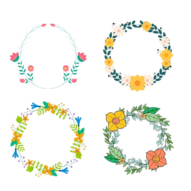 Collezione di fiori e ghirlande di natale disegnati a mano