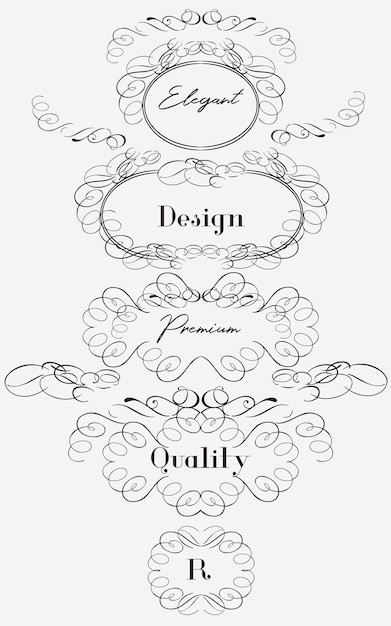 Collezione di fioriture calligrafiche filigree vettoriali